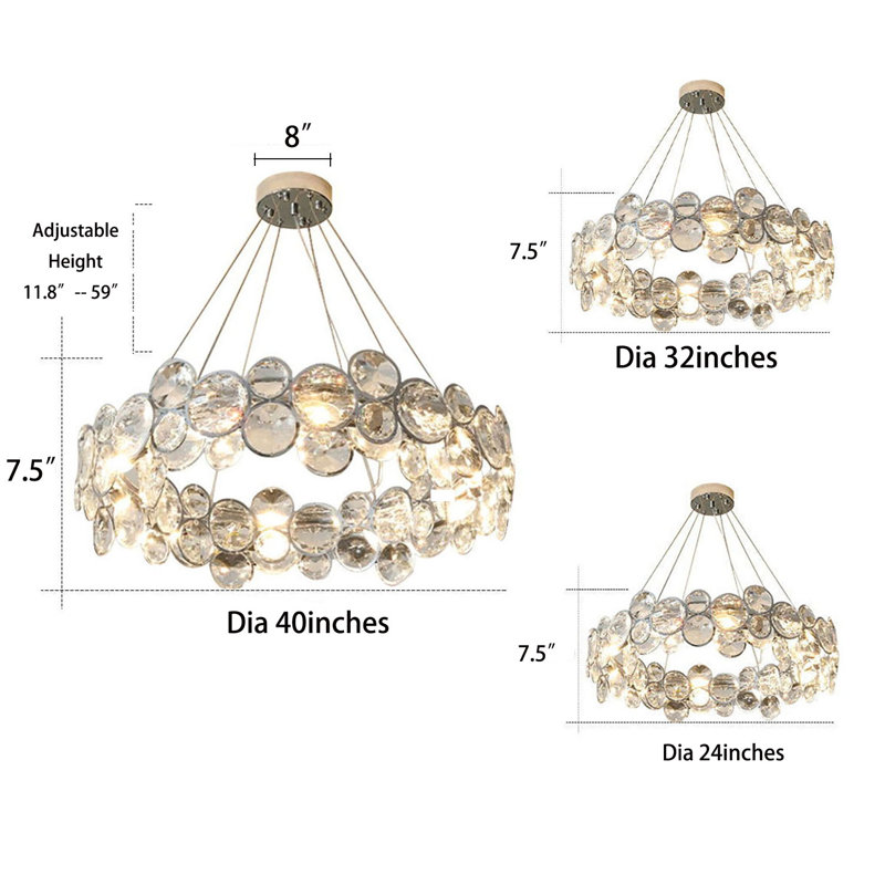 Lustre rond en cristal Alaxandra