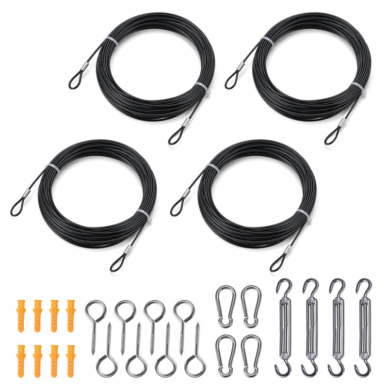 Ensemble de luminaires suspendus en fil d'acier inoxydable de 240 pi