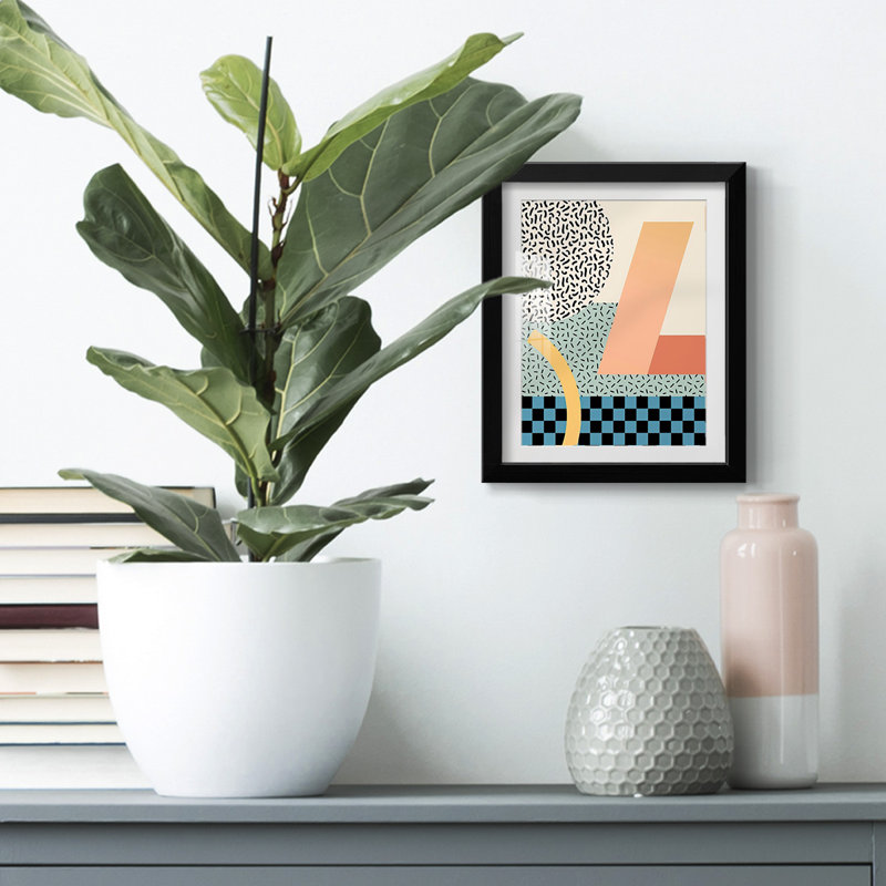 Modern Memphis IV - Impression encadrée, H 28,5 po x l 20,5 po, Noir