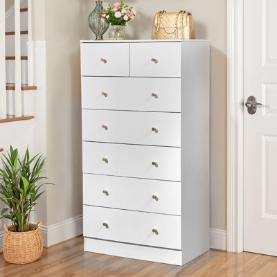  Grande commode à 7 tiroirs pour chambre à coucher et commode avec rangement robuste en bois pour garde-robe
