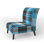 Fauteuil de chambre rembourré à motifs argent et bleu à carreaux - Tartan