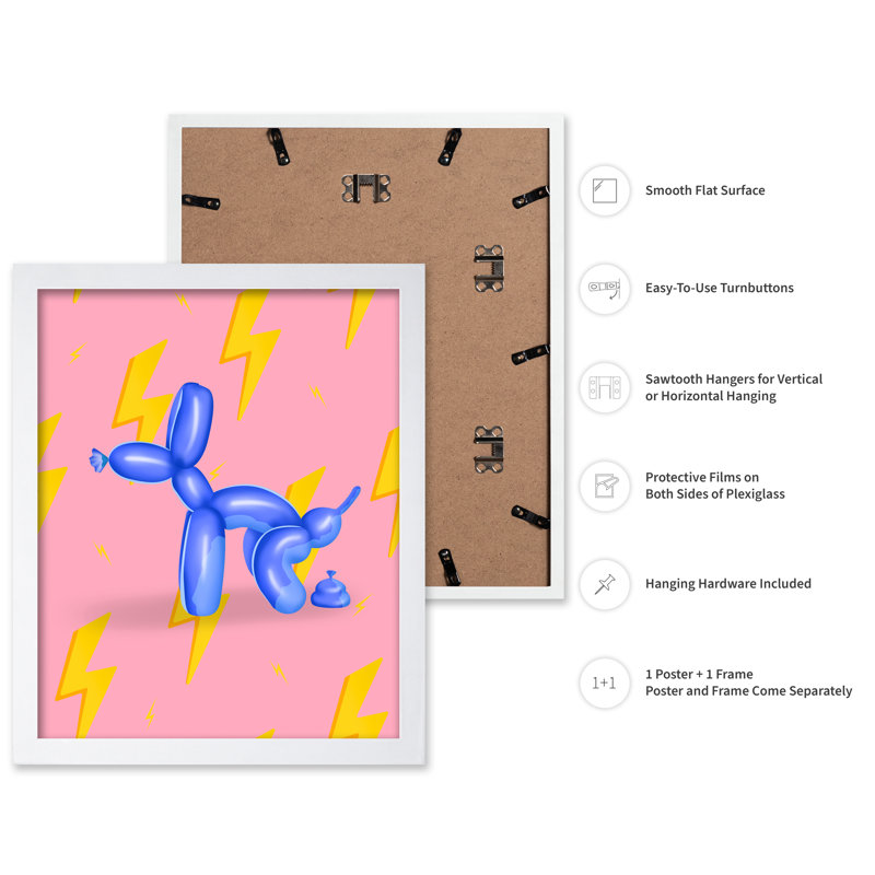 «Pooping Balloon Dog No3», Poster, 18"H x 24"W, White Framed