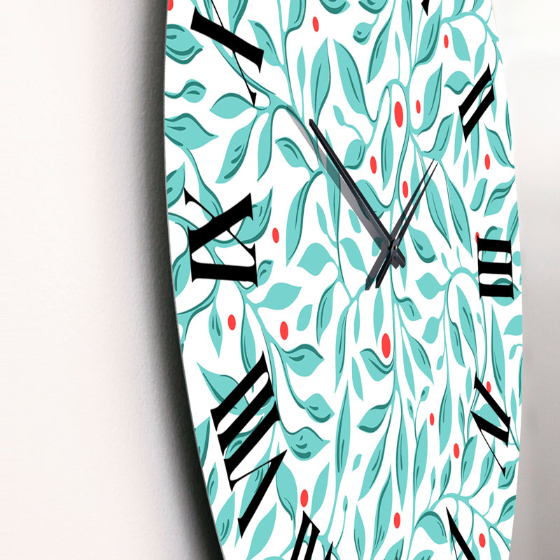 Petites feuilles turquoise sur fond blanc, Grand