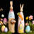 2 Packs Easter Bunny Decorations, White Resin Easter Rabbit Decor, Spring Bunny Figurine Home Decor