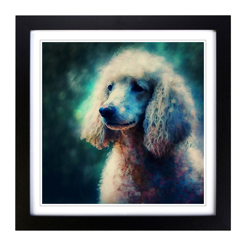 Poodle Impressionism - Single Picture Frame Print on Wood, Black