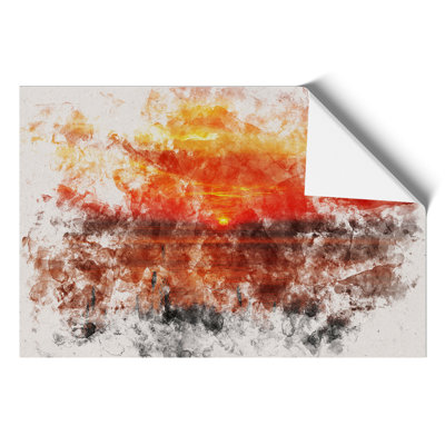The Orange Sunset Watercolour - Frameless Print