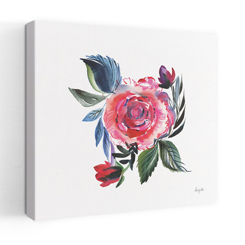 Joyeuse rose abstraite, fleur rose contemporaine, impression d'art mural, 32" H x 32" W