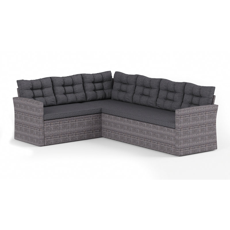 Two Tone Grey Rattan Dark Grey 5pcs Corner Group Garden Furniture, Grey, Grey