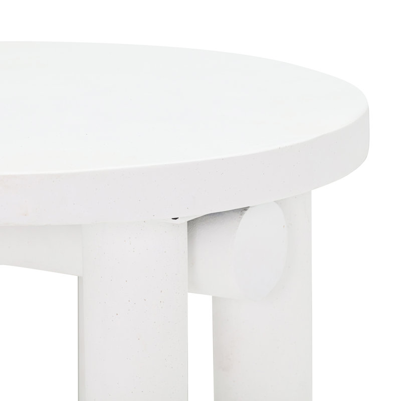 Round White Concrete Three-Leg Coffee Table