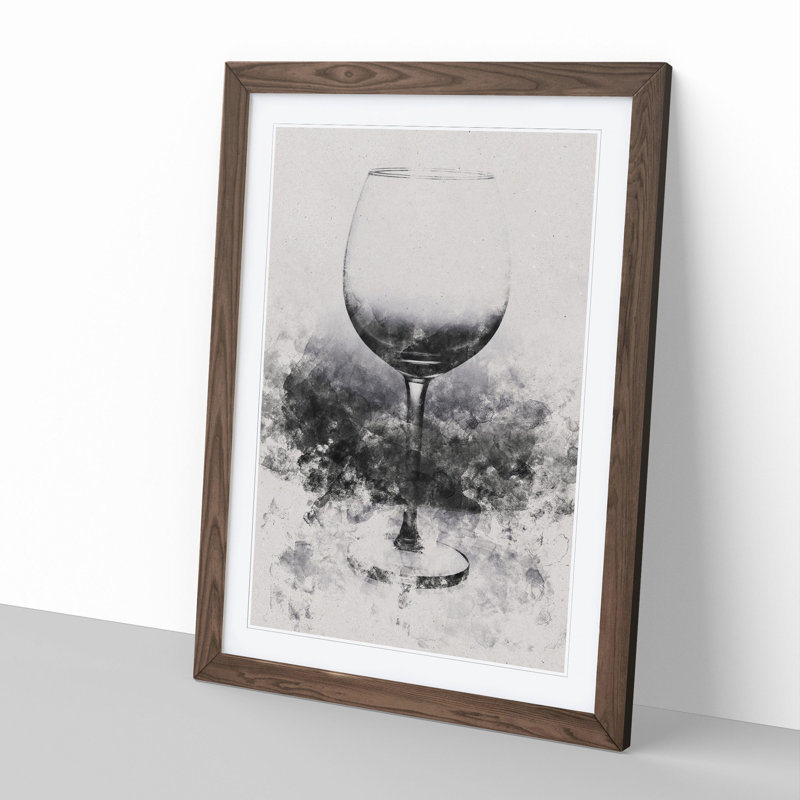 Reflection of the Wine Glass Watercolour - Framed Print, 48cm H x 36cm W x 2cm D, Walnut Framed