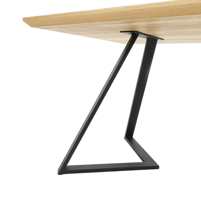 Carliana Oak Metal Base Dining Table, 75" H x 80" L x 140" W, Unfinished
