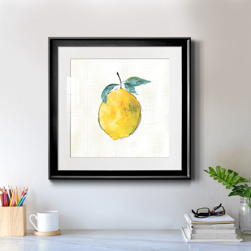 Happy Lemon - peinture encadrée, Cadre noir, H 17,5 po x l 17,5 po x P 1,5 po