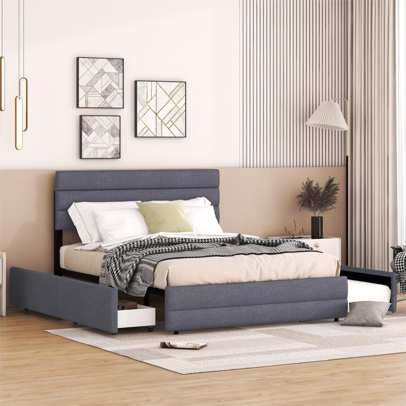 Alliette Upholstered Storage Bed, Grey
