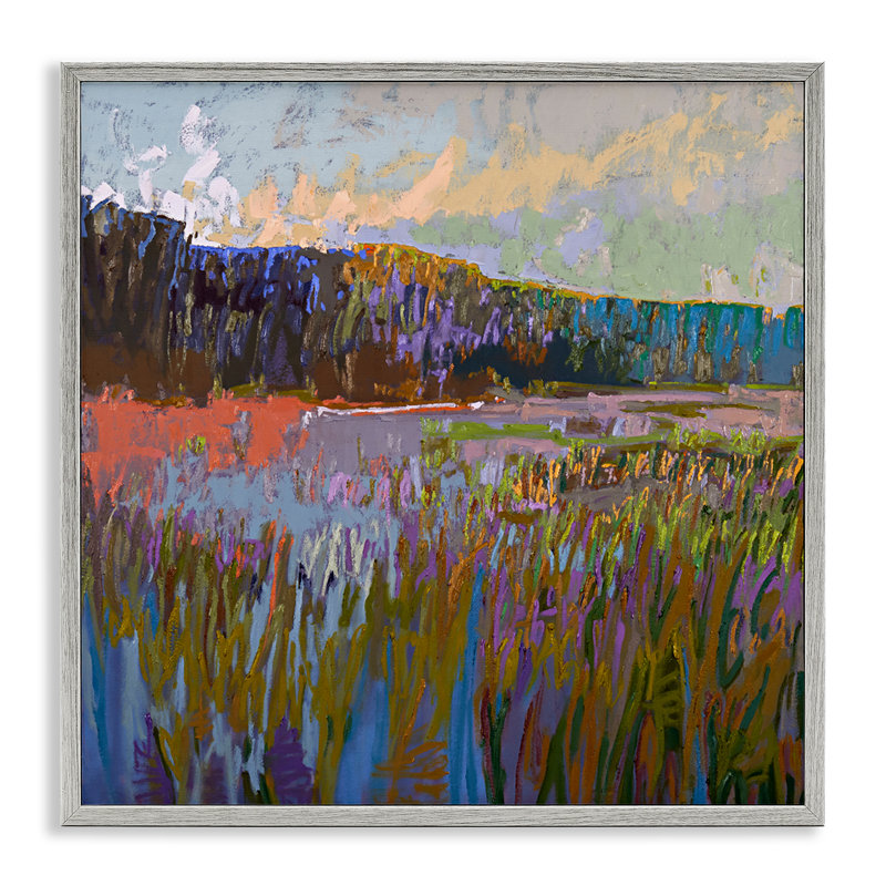 «Streaked Abstract Landscape», estampe numérique de Jane Schmidt, H 17 po x l 17 po, Estampe numérique Farmhouse
