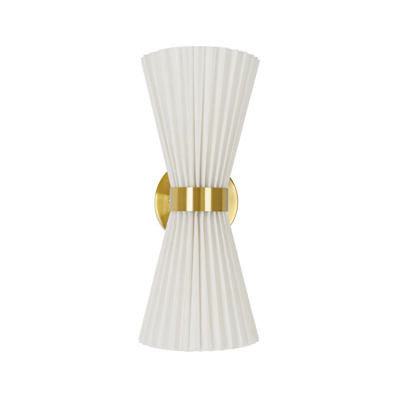 Amore 2 - Light Armed Sconce, Brass, 14.57" H x 6.1" W x 6.1" D, White