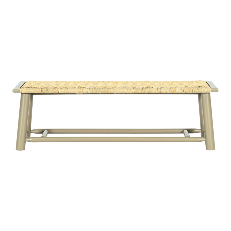 Modern 59 Inch Solid Wood Bench, Champagne Finish, Comfortable Seating For 3 Adults, Maximizes Space - Frame, Fits Snugly In Small Spaces