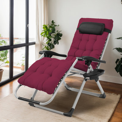 Patio Black Folding Zero Gravity Chair With Cushion by Arlmont & Co.