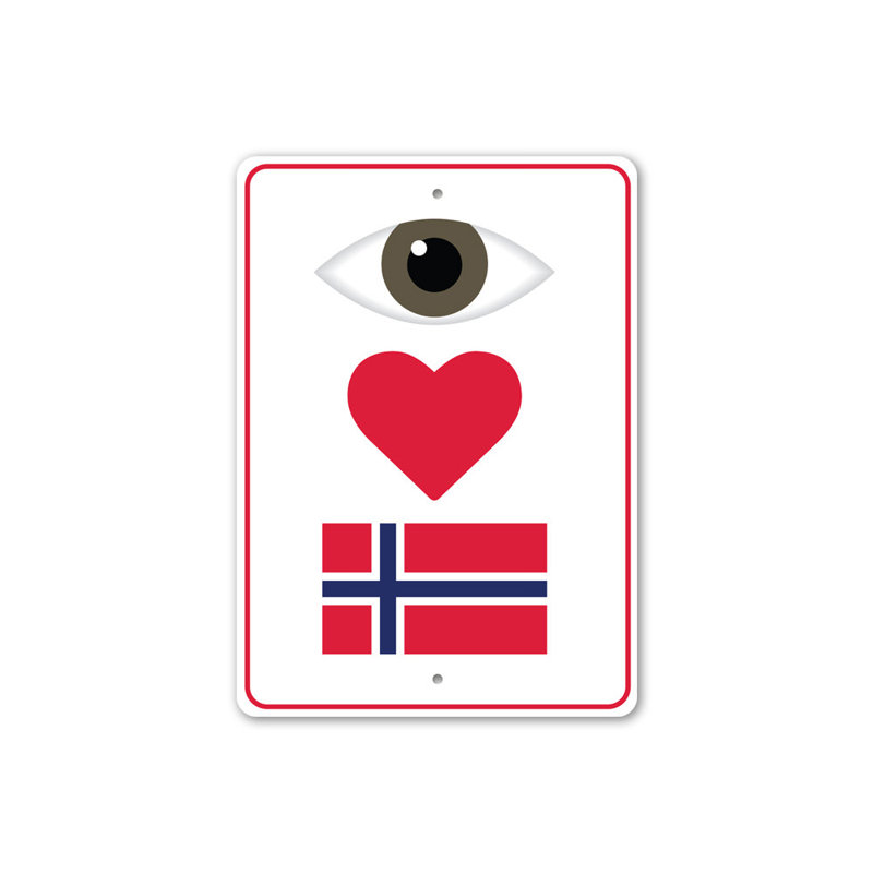 Plaque en aluminium «I Love Danemark», H 14 po x l 10 po x P 0,04 po