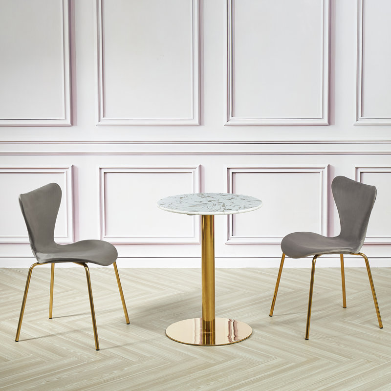 Carrington Round Metal Base Dining Table, White