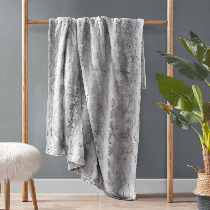 Couverture en fausse fourrure 1pc, Gris, Jeté