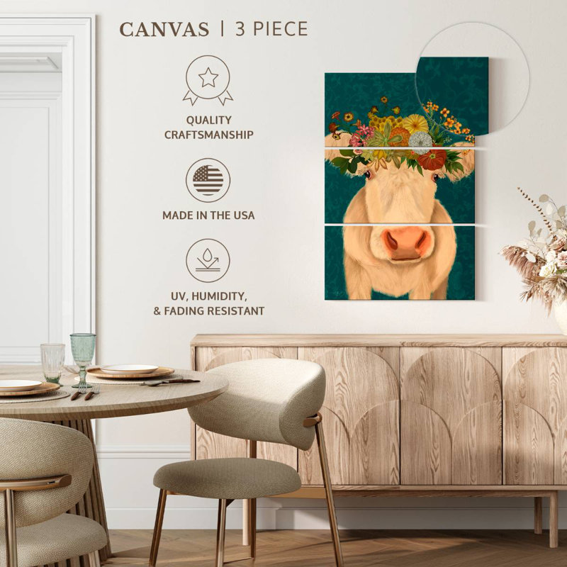 Brampt Cow Cream Bohemian I, 65" H x 42" W
