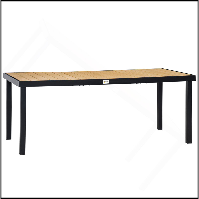 Table de salle à manger d'extérieur 75 "x 35" pour 8 personnes, table de jardin rectangulaire avec cadre en aluminium avec plateau toutes saisons pour jardin, pelouse, patio, naturel