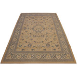 Tapis brun clair / brun en laine noué à la main 8 pi 3 po x 9 pi 10 po Abbigail Southwestern