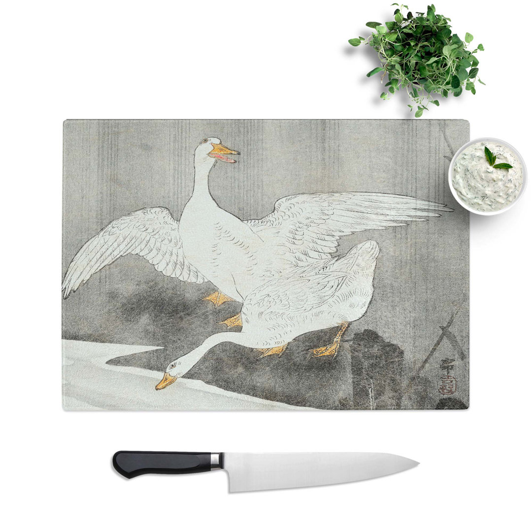Glass Geese At The River by Ohara Koson Chopping Board