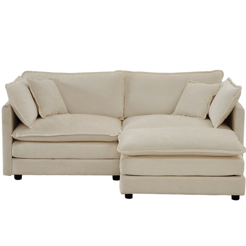 Chenille avec, couleur beige, tissu de qualité supérieure, fabrication en bois High Two - coussins personnalisables