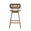 Ensemble de 2 tabourets de bar en bois Bari - finition noyer avec détails en bois cintré et rotin