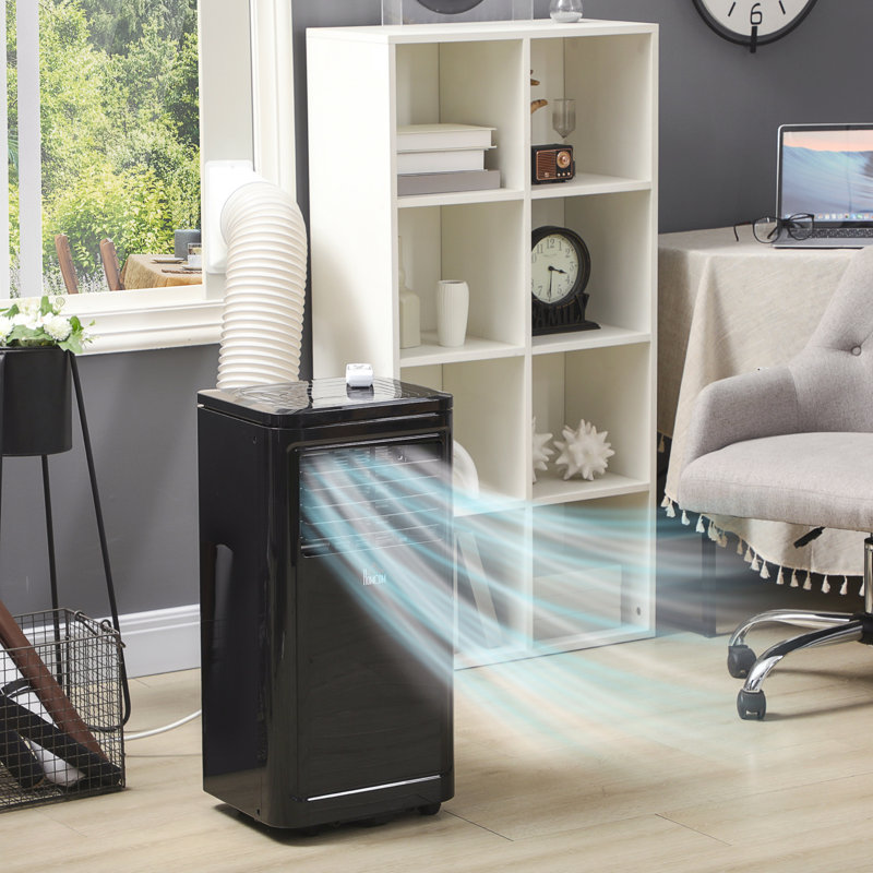 Climatiseur portatif 8 000 BTU refroidisseur par évaporation noir pour les pièces jusqu'à 345 pieds carrés avec télécommande minuterie en mode veille 24H