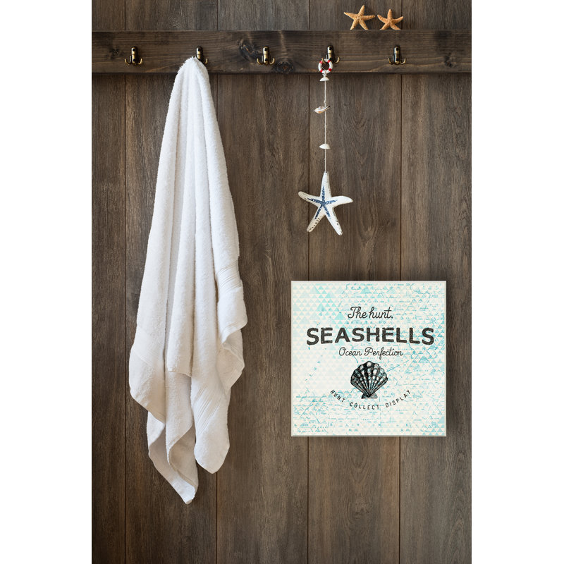 Seashells Hunt, Collect, Display with Scallop Shell Graphic Art Wall Plaque