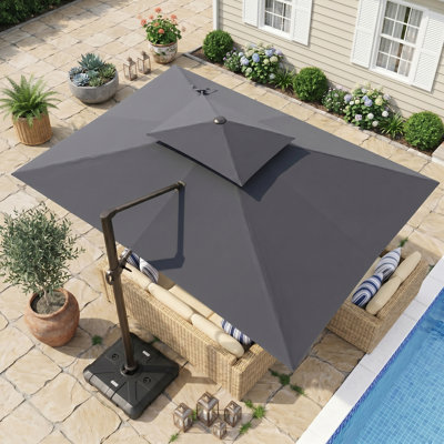 13' X 10' Rectangular Cantilever Umbrella, Weighted Base Included