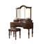 Coiffeuse de rangement de 39,37 po de style américain en bois massif brun avec miroir
