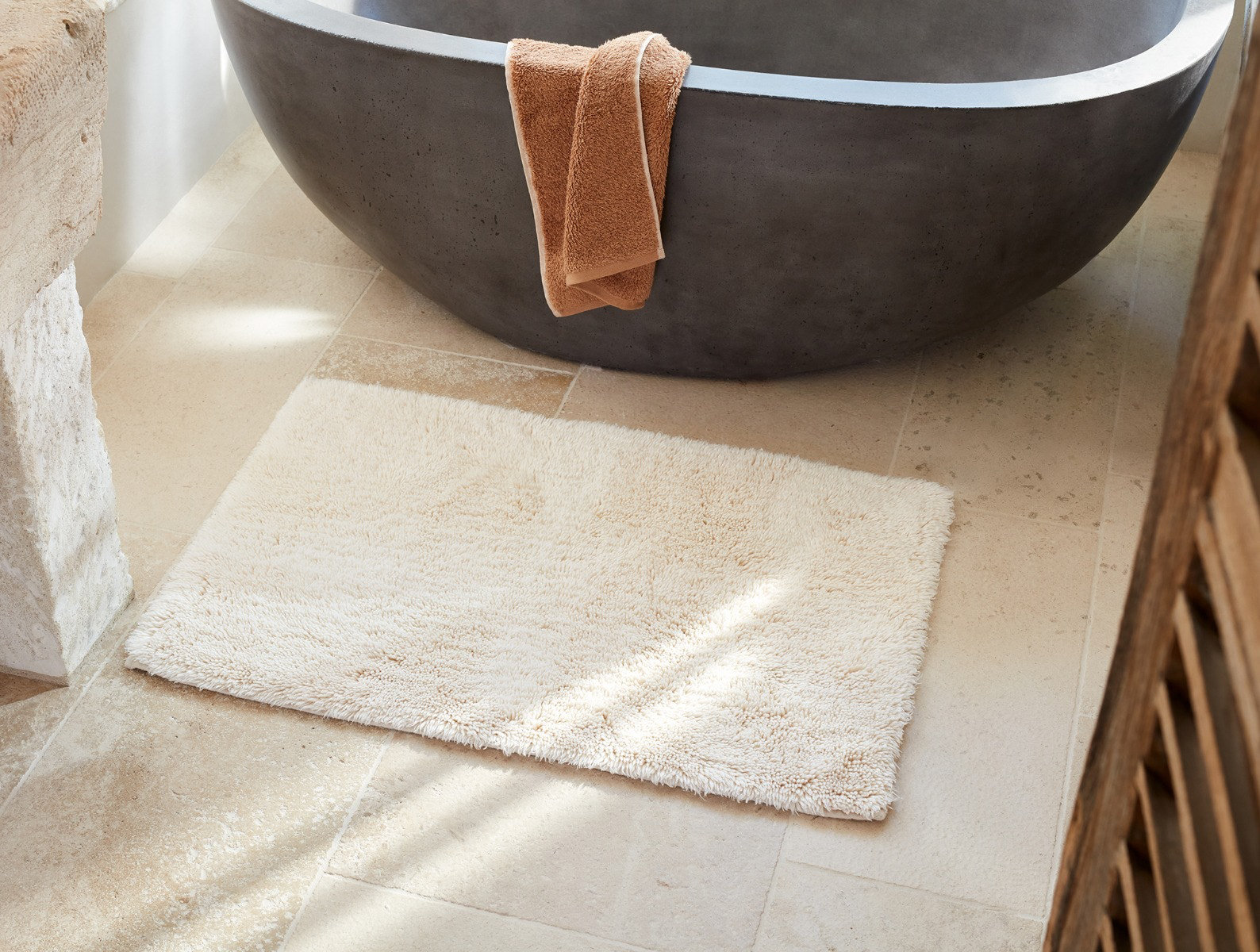 Coyuchi Temescal Organic Ribbed Bath Mat - Undyed