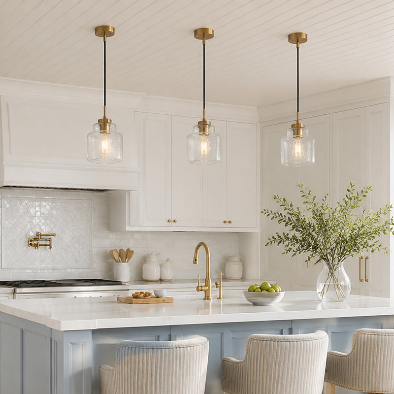 Meya 1 - Light Dimmable Single Drum Pendant with Raindrop Glass