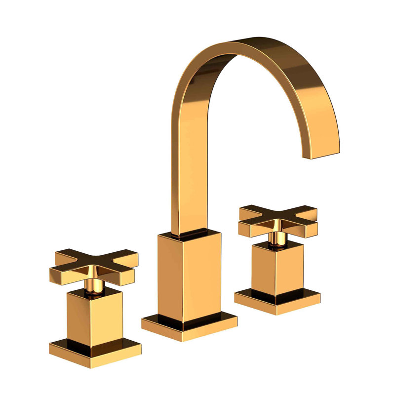 Secant Widespread Bathroom Faucet with Drain Assembly, Polished Gold (PVD)
