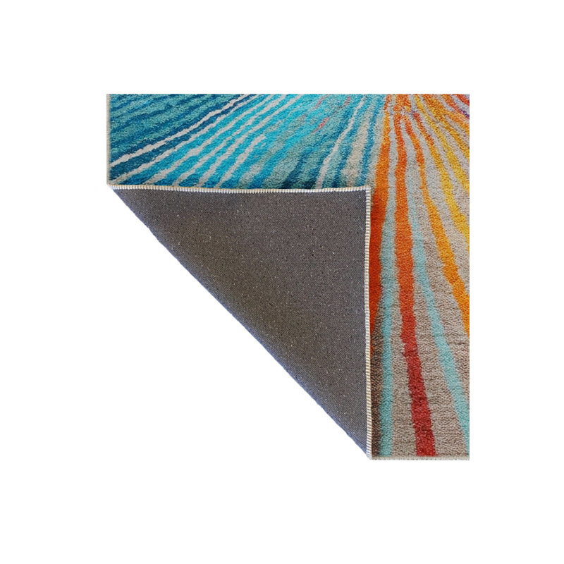 Tapis bleu tissé lavable rétro Mosso, 2'4" x 3'11"