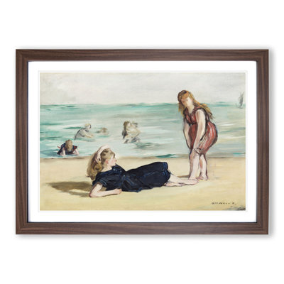 On the Beach by Edouard Manet - Framed Print
