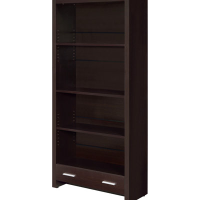 Bibliothèque à 5 tablettes avec tiroir Cappuccino, une option élégante pour le rangement dans la pièce, cinq tablettes décoratives avec finition idéale pour organiser des fournitures de bureau, design classique et polyvalent