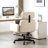 Beige Criss Cross Chair, With Adjustable Armrests & Wheels & Headrest, Pu Lounge VaniDesk Chair, With Wide Seat For Cross-Legged Sitting, Swivel Task Office Chairs For Home Makeup Gaming Office-382211508