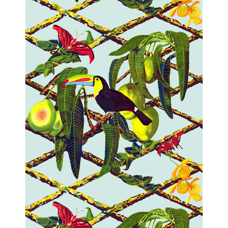 Tucan Floral Vinyl Wallpaper Double Roll