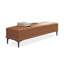 Long banc de chambre en cuir orange avec revêtement en bois orange-1933522958