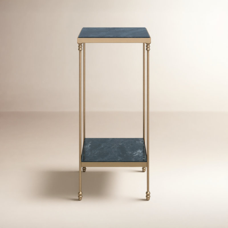 Larkin Marble & Iron Side Table, Green Marble/Gold
