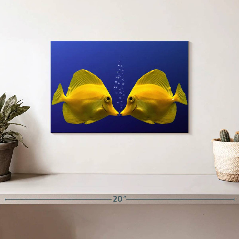 Brampt Kissing Yellow Tang Fish, 8" H x 12" W