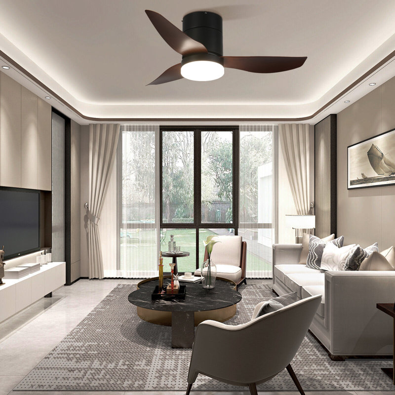 36 po Ventilateur de plafond noir avec télécommande et lumière