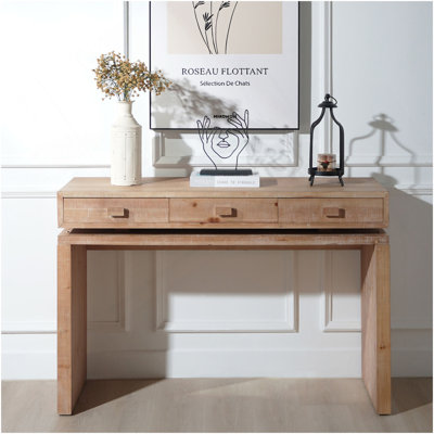 Console rustique en bois avec 3 tiroirs, table d'entrée 47 po avec tiroirs, console en bois pour entrée, couloir, vestibule, couloir, bureau