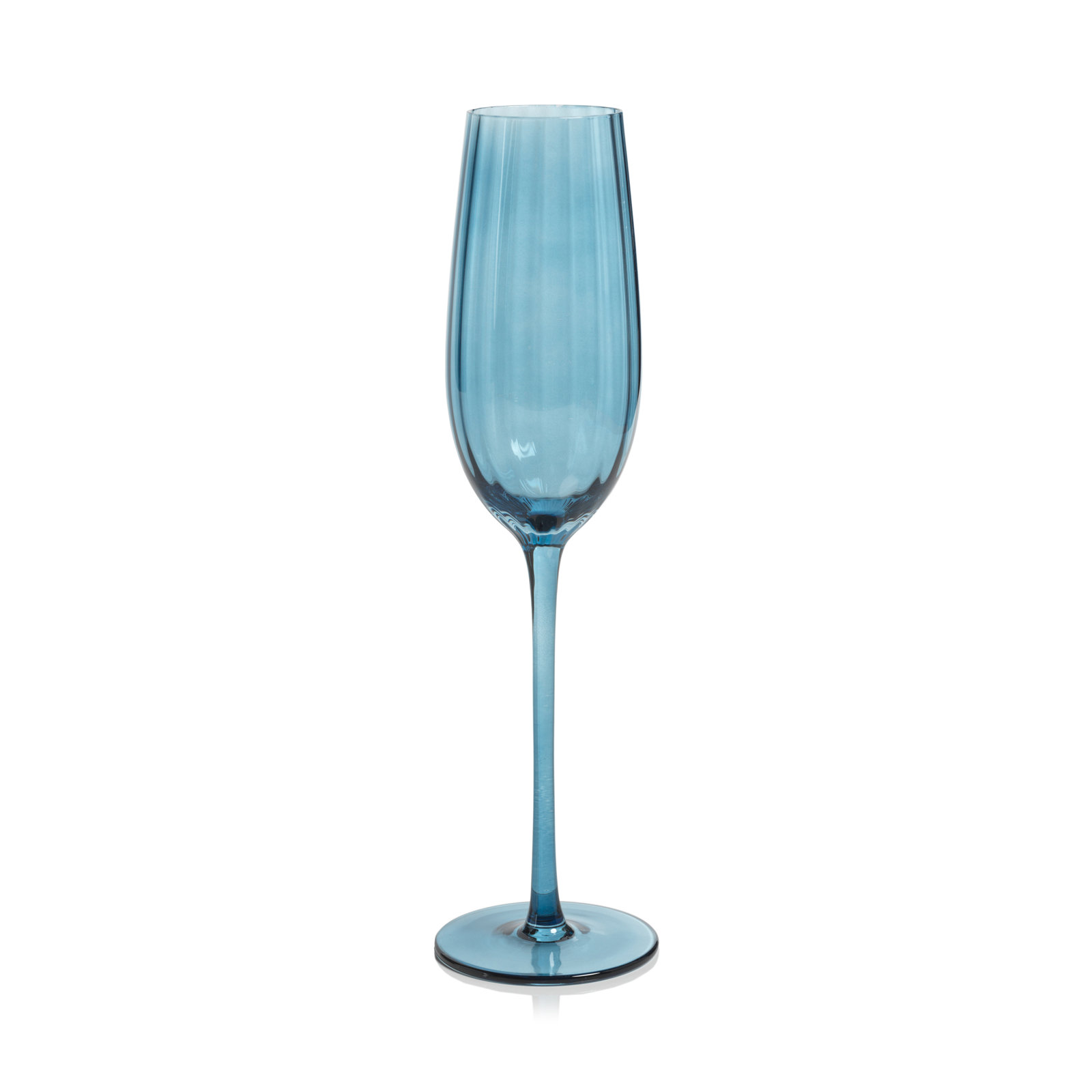 Boulder Ribbed Champagne Flute, Blue Azure