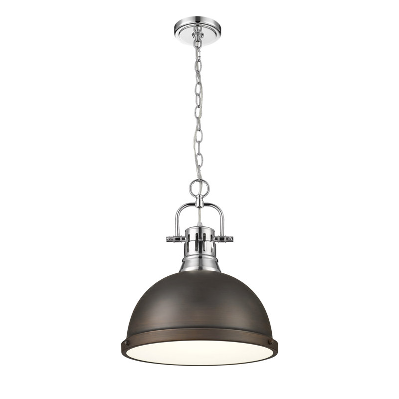 Luminaire suspendu 1 lumière avec chaîne Aljona, Bronze, H 16,875 po x l 14 po x P 14 po, Chrome