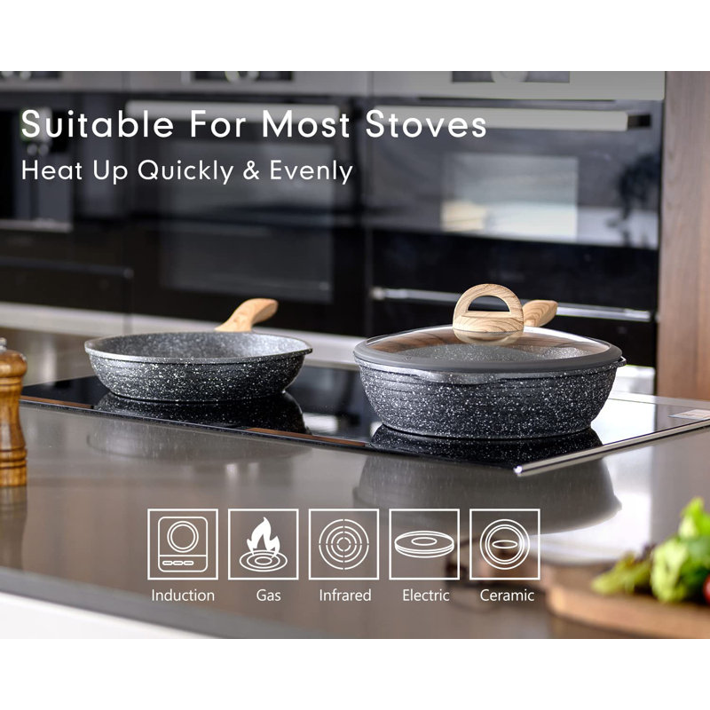 20-Piece Nonstick Granite Coating Cookware Set with Wooden Handles